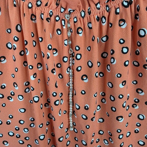 Womens Monroe and Main Peach Dot Print Sleeveless Blouse Polyester Stretch 3X - Picture 2 of 8